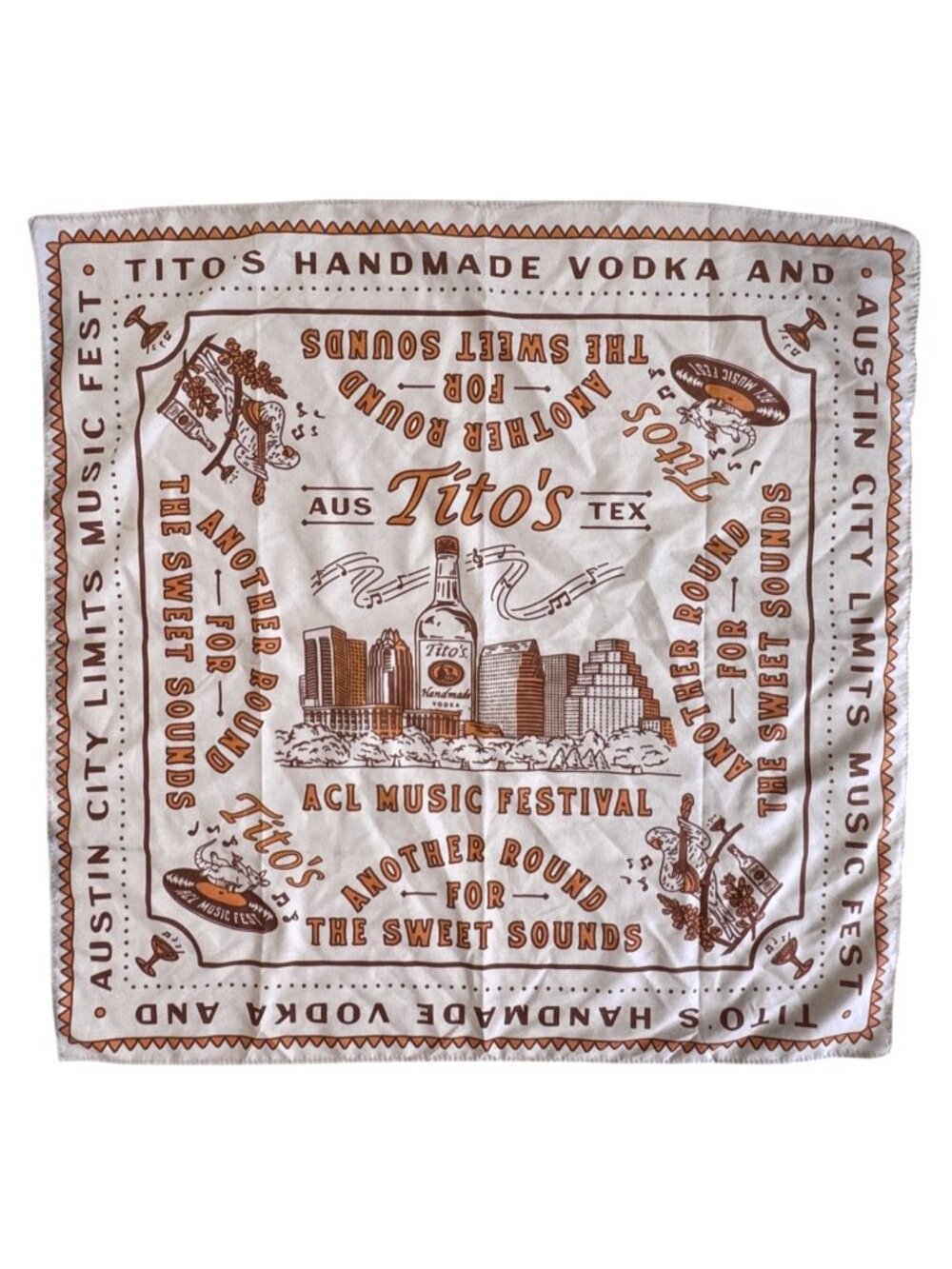 Titos Handmade Vodka ACL Music Festival Scarf Bandana 22x22 Austin Texas
